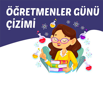 Öğretmenimiz için sevgi dolu bir çizim