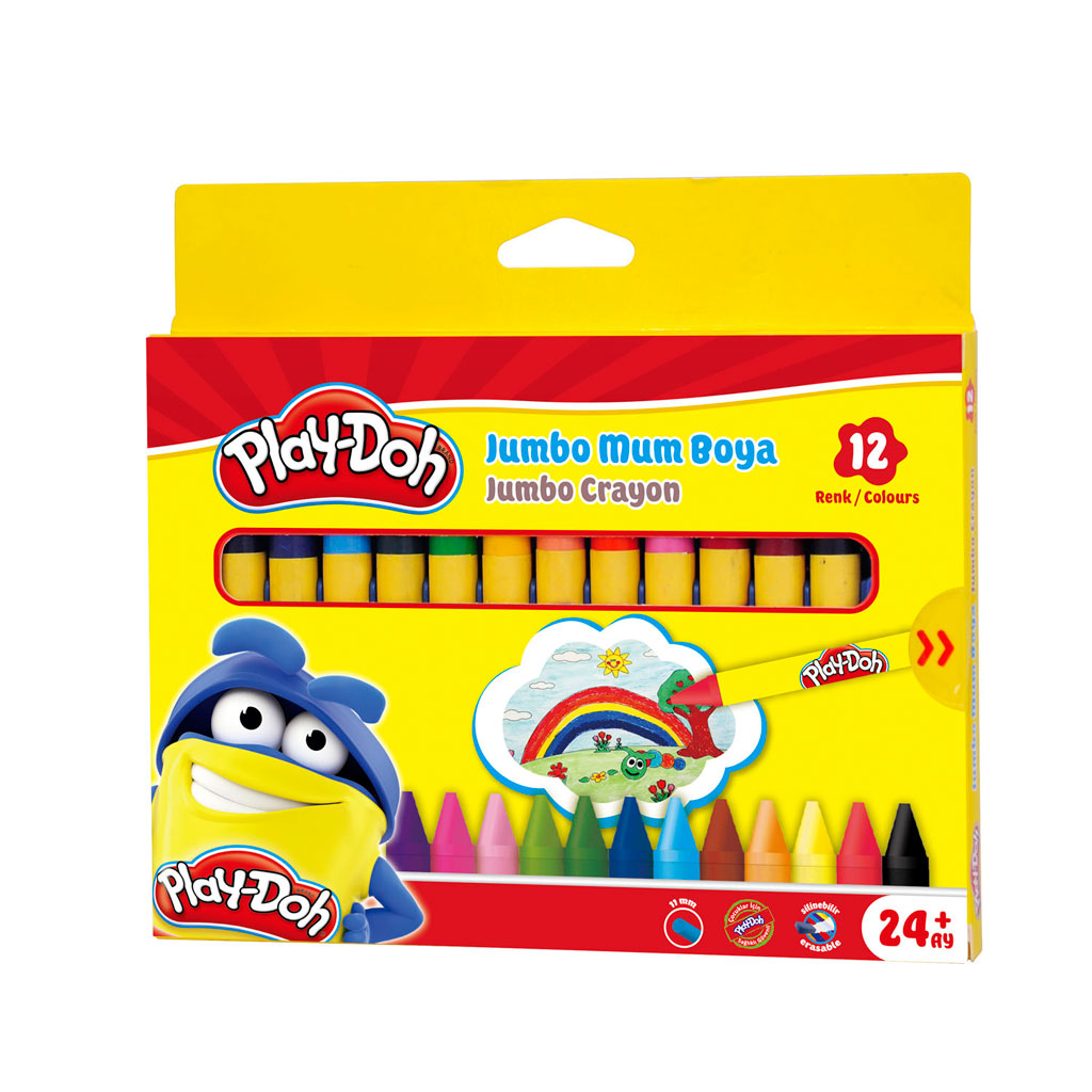 Play-Doh Silin. Crayon (Mum) Boya Jumbo 12 Renk(Karton)