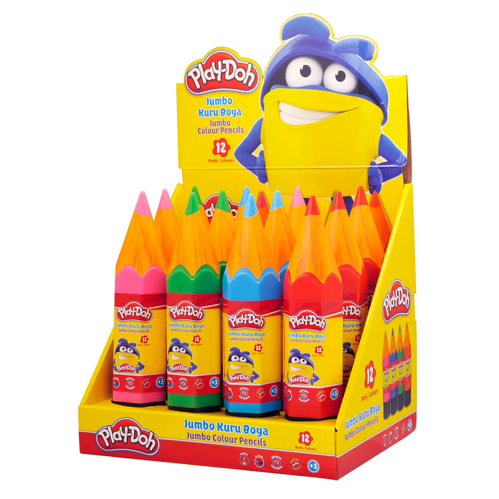 Play-Doh 12 Renk Jumbo Kuruboya Plastik Tüp