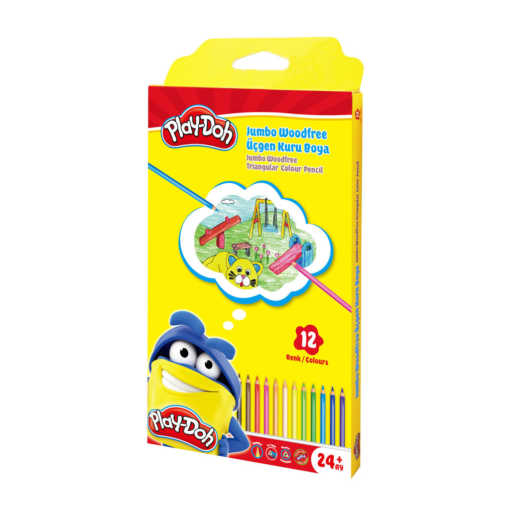 Play-Doh Woodfree Jumbo Üçgen Kuruboya 12'li